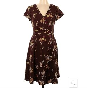 Modcloth Dark Brown Floral Midi Dress